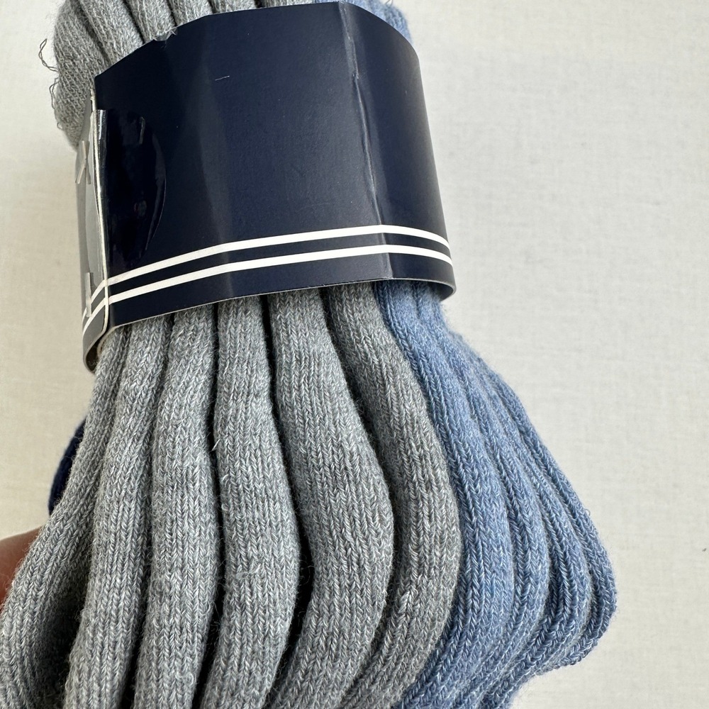 Nautica 10 Pair Kids 10-4 Crew Socks Cotton Blend Cushion Gray Blue - Picture 5 of 8
